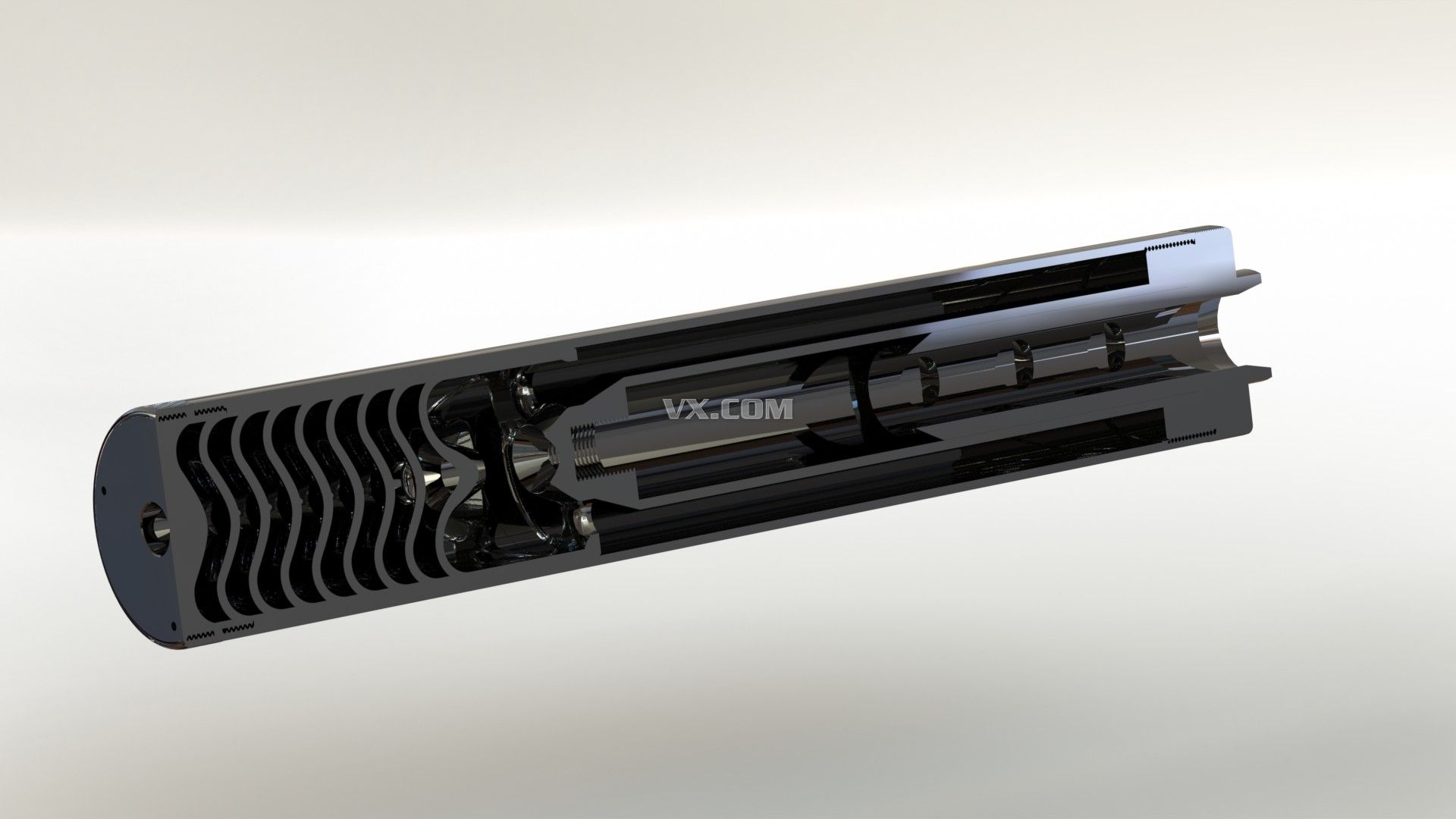 消声器_SolidWorks_军用器械_3D模型_图纸下载_微小网