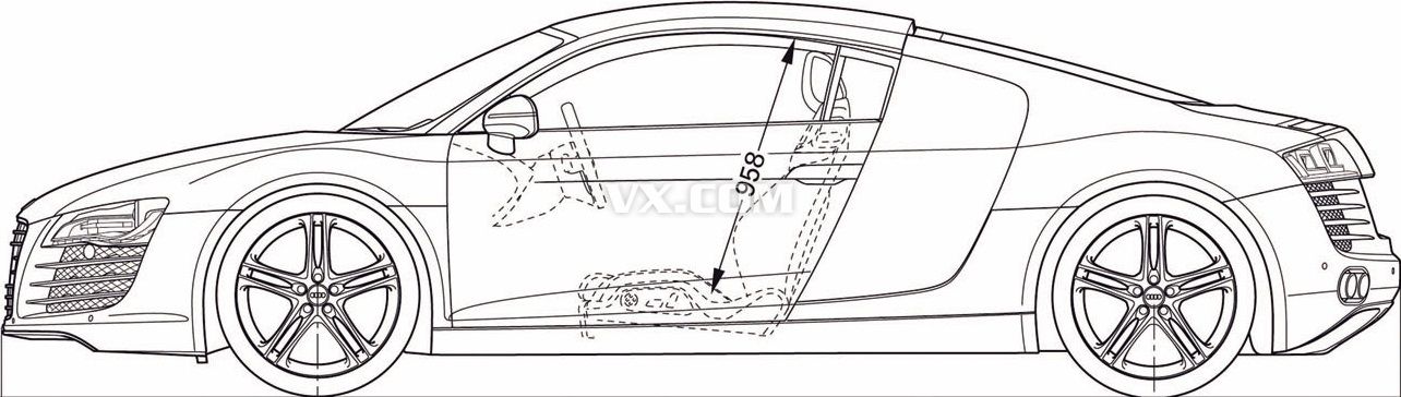 audi r8gt高分辨率三视图 audi r8gt建模