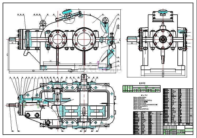 机械设计的二级圆锥圆柱减速器装配图和零件图 包括齿轮
